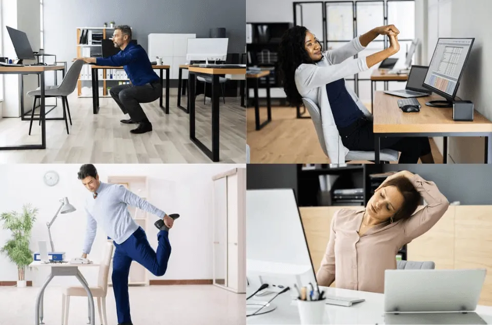 Team member demonstrating seated stretch technique